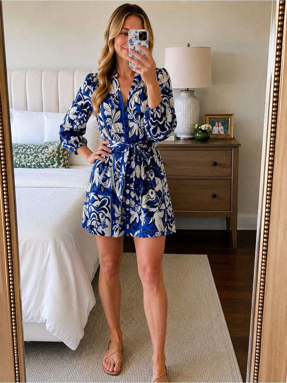 Zara Blue & White Floral Wrap Mini Dress
